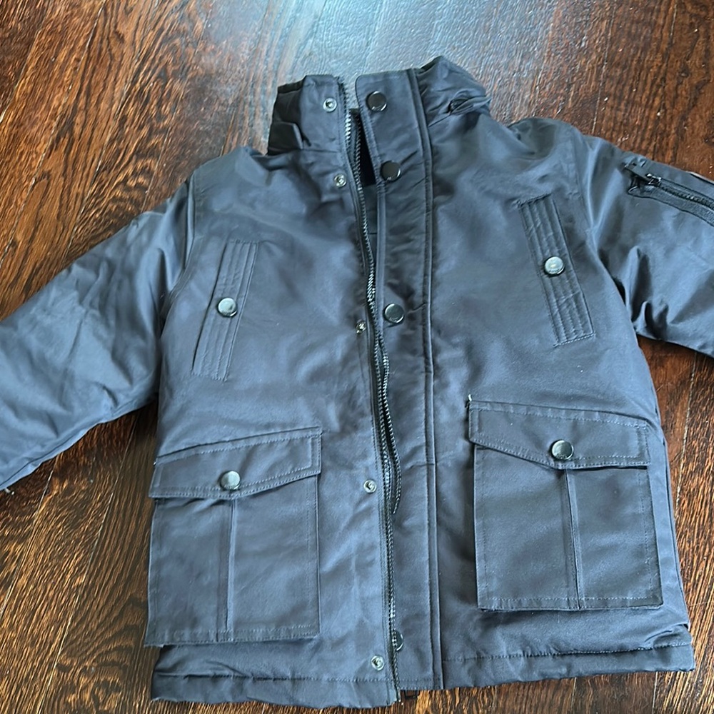 Diesel Gray Puffer Coat with Faux Fur Trim - Picture 6 of 9